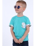 Boy\'s T-shirt with a pocket, mint NDZ4477 - Online store - Boutique